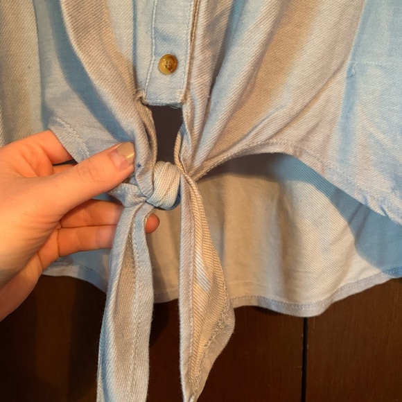 Super Soft Light Blue Tie Top - Picture 2 of 8